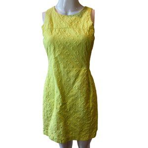 Banana Republic Womens Texture Knitted Mini Dress Back Zip Leamon Green Size 6P